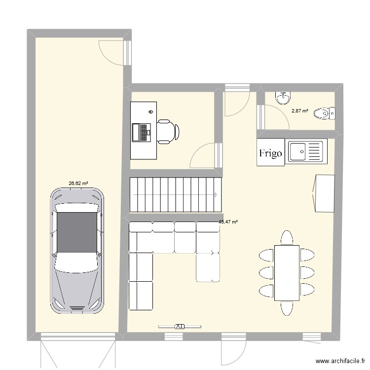 Maison. Plan de 3 pièces et 75 m2