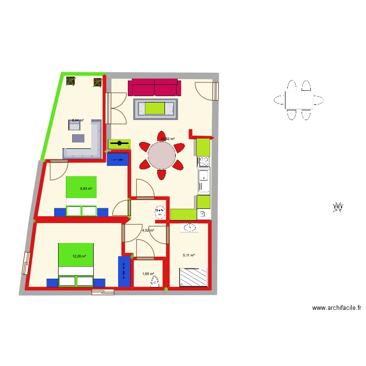 GRANADOS. Plan de 7 pièces et 66 m2