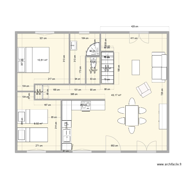 st hilaire projet. Plan de 6 pièces et 66 m2