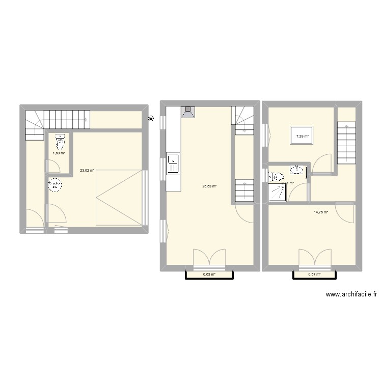 soubes. Plan de 8 pièces et 77 m2