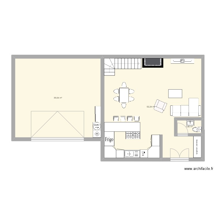 rdc +1. Plan de 3 pièces et 93 m2