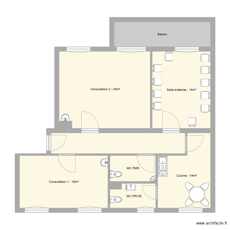 CABINET. Plan de 10 pièces et 92 m2