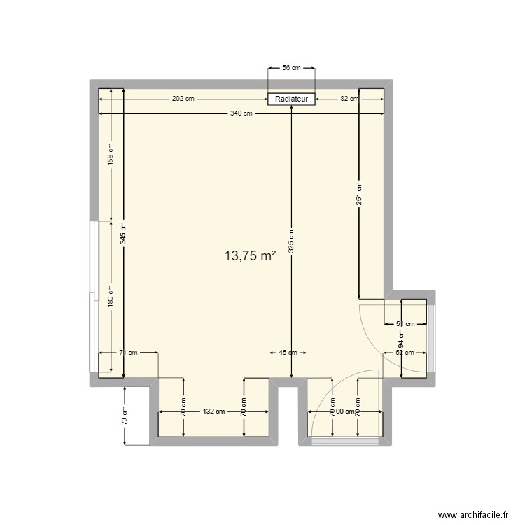 cuisine1. Plan de 1 pièce et 14 m2