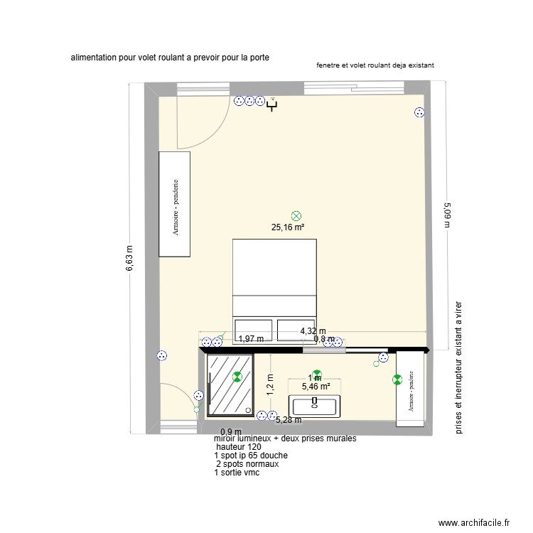 chambre parental 2. Plan de 2 pièces et 31 m2