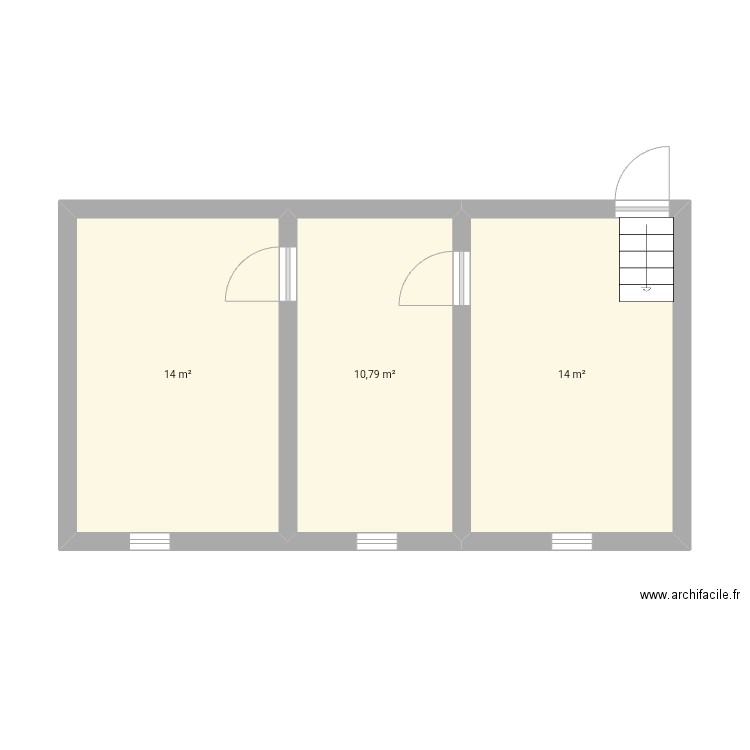 Étage 2 . Plan de 3 pièces et 39 m2