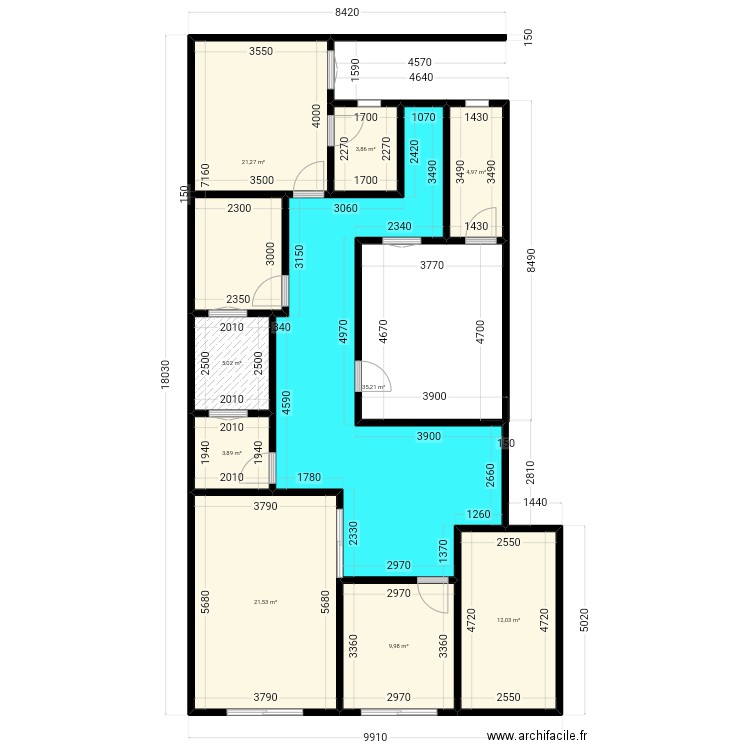 Miss. Plan de 9 pièces et 118 m2