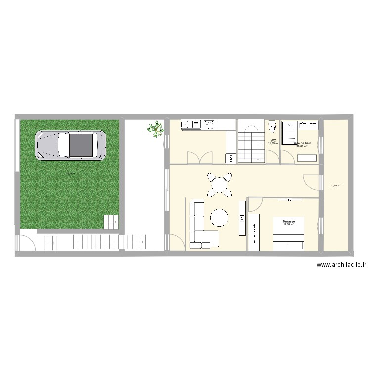 Chabah1. Plan de 4 pièces et 75 m2