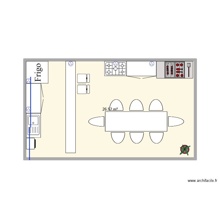 Kiosque. Plan de 1 pièce et 27 m2