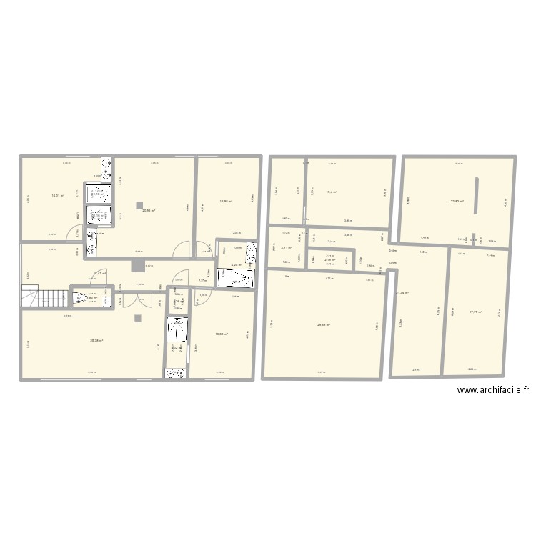 Sorée gites. Plan de 38 pièces et 467 m2