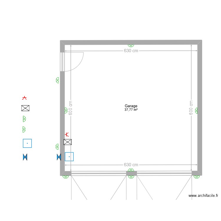 garage viemari. Plan de 1 pièce et 38 m2