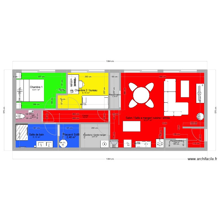 mob 2. Plan de 10 pièces et 69 m2