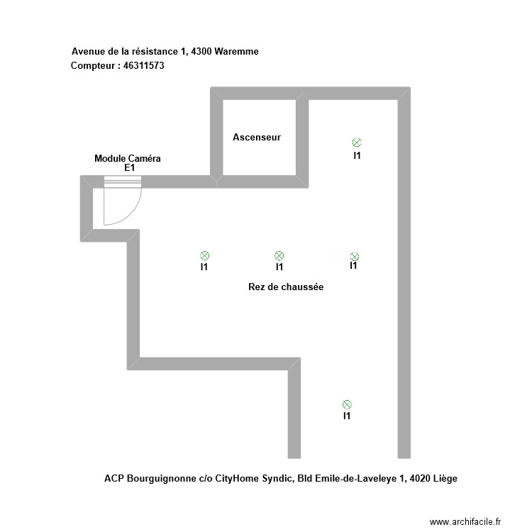 Schéma pos ACP Bourguignonne rez. Plan de 1 pièce et 3 m2