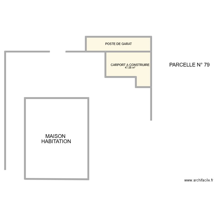 CARPORT v2. Plan de 2 pièces et 81 m2