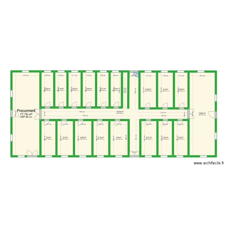 Plan d'évacuation rAdministration. Plan de 20 pièces et 118 m2