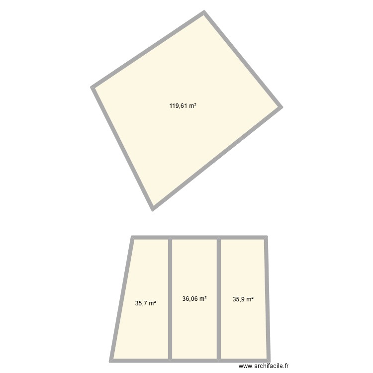 Grange Le Fousseret. Plan de 4 pièces et 227 m2