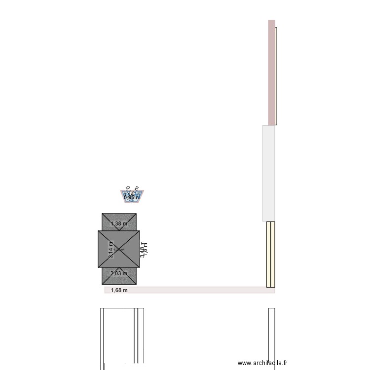 ets 3. Plan de 3 pièces et 9 m2