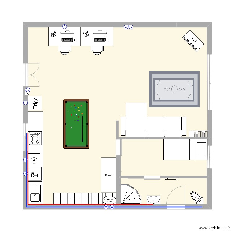 Petite maison. Plan de 3 pièces et 58 m2