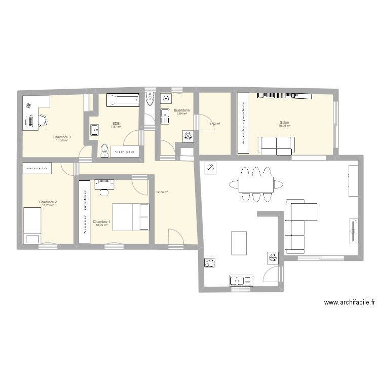 AC BOURG 2. Plan de 8 pièces et 81 m2