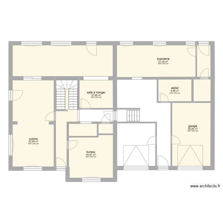 plan 50 Int 1. Plan de 6 pièces et 166 m2