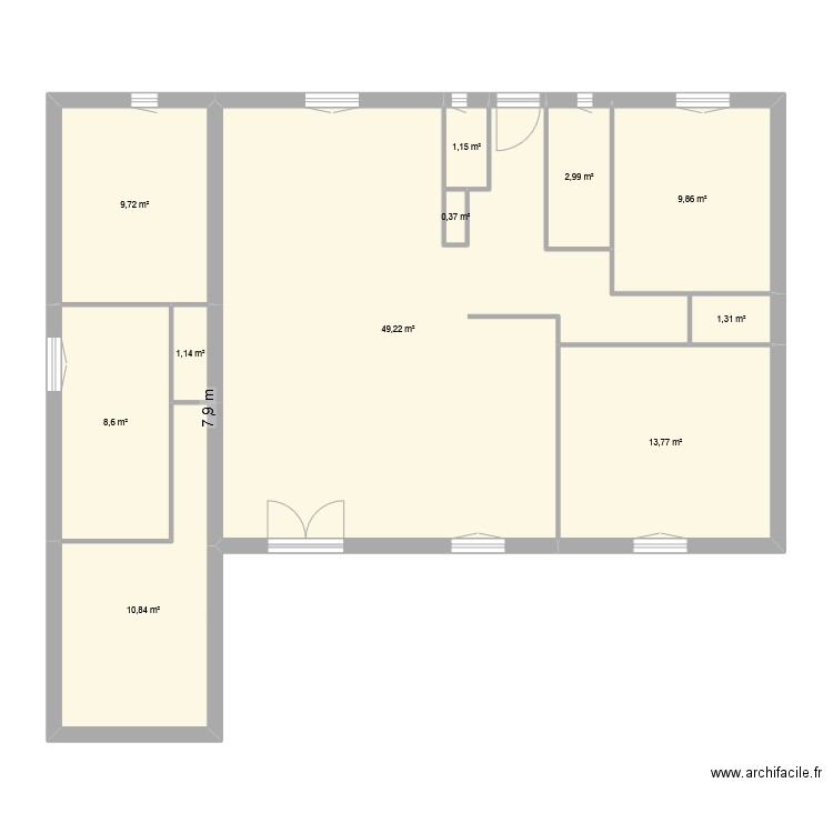 AZILLE. Plan de 11 pièces et 109 m2