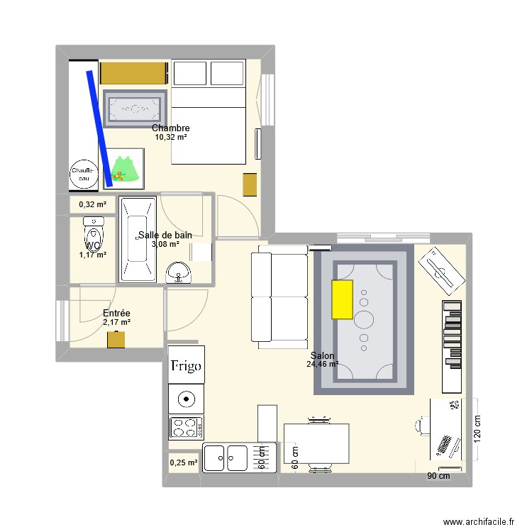 Appartement. Plan de 7 pièces et 42 m2