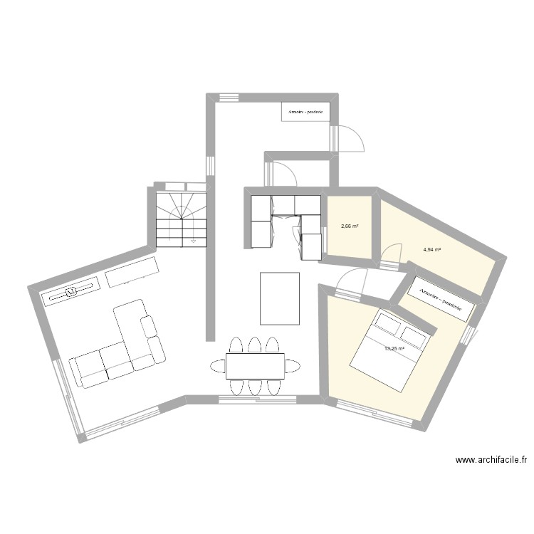 MAISON AVEC BEBS. Plan de 3 pièces et 21 m2