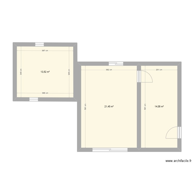 LOCAL 2025. Plan de 3 pièces et 49 m2