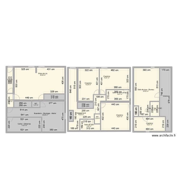 VILESKI. Plan de 22 pièces et 221 m2