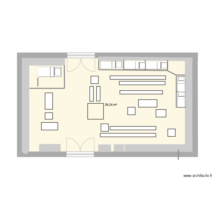 Plan magasin. Plan de 1 pièce et 39 m2