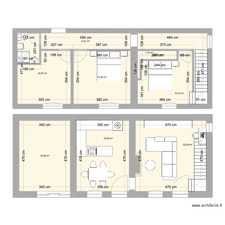 Maison V1. Plan de 9 pièces et 109 m2
