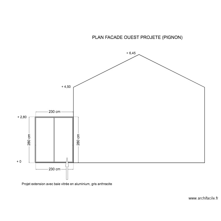 Facade Ouest projeté. Plan de 0 pièce et 0 m2