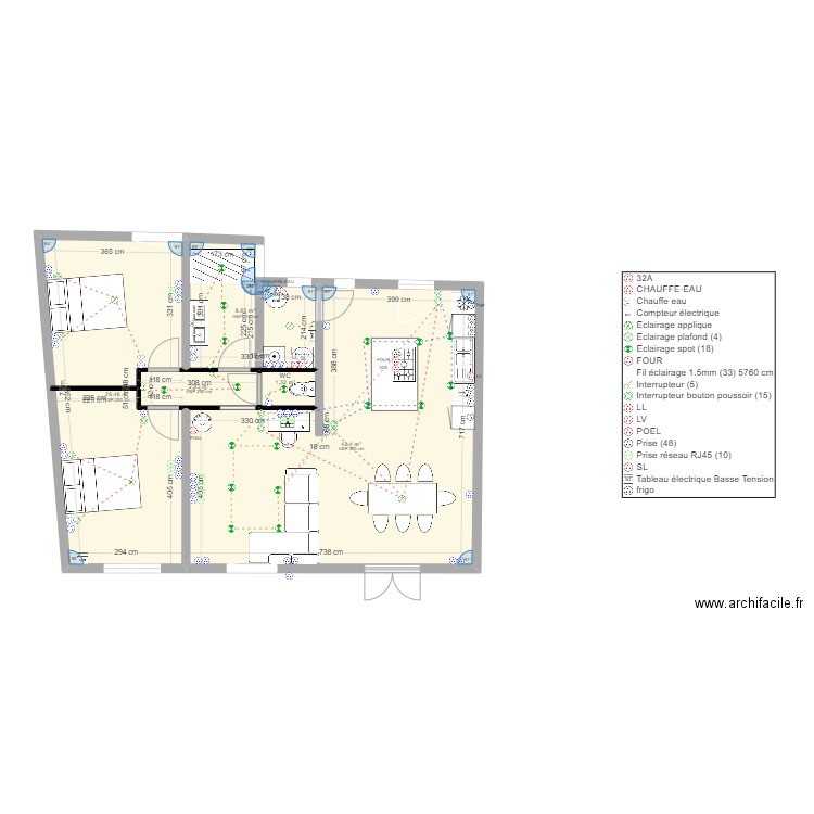 Plan de base 2 elec. Plan de 5 pièces et 82 m2