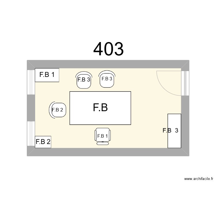 Bureau R 403 - F.BIBET. Plan de 1 pièce et 12 m2