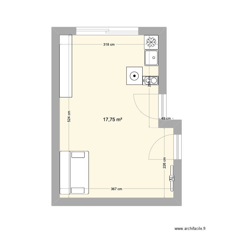 SEJOUR. Plan de 1 pièce et 18 m2