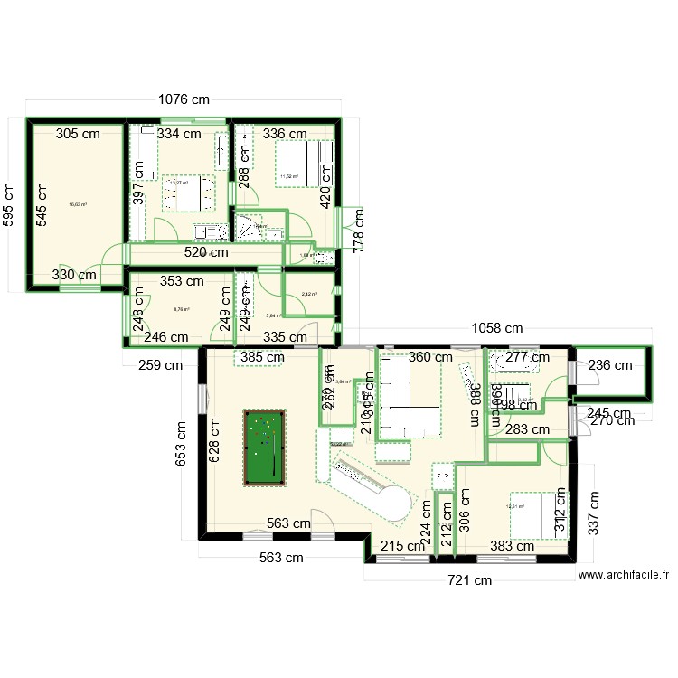 acqueduc5. Plan de 14 pièces et 145 m2