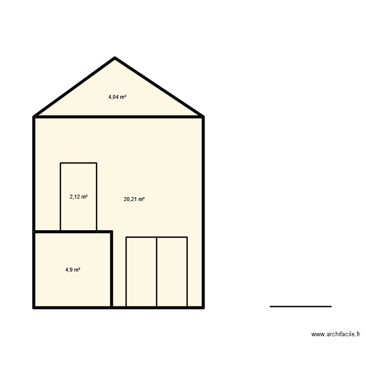 FACADE ARRIERE. Plan de 4 pièces et 31 m2