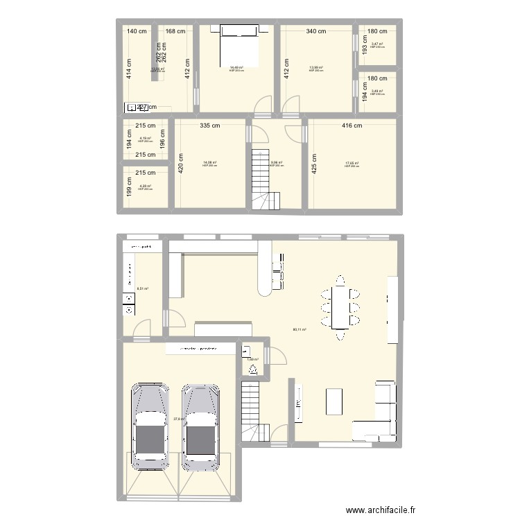 Maison . Plan de 14 pièces et 227 m2