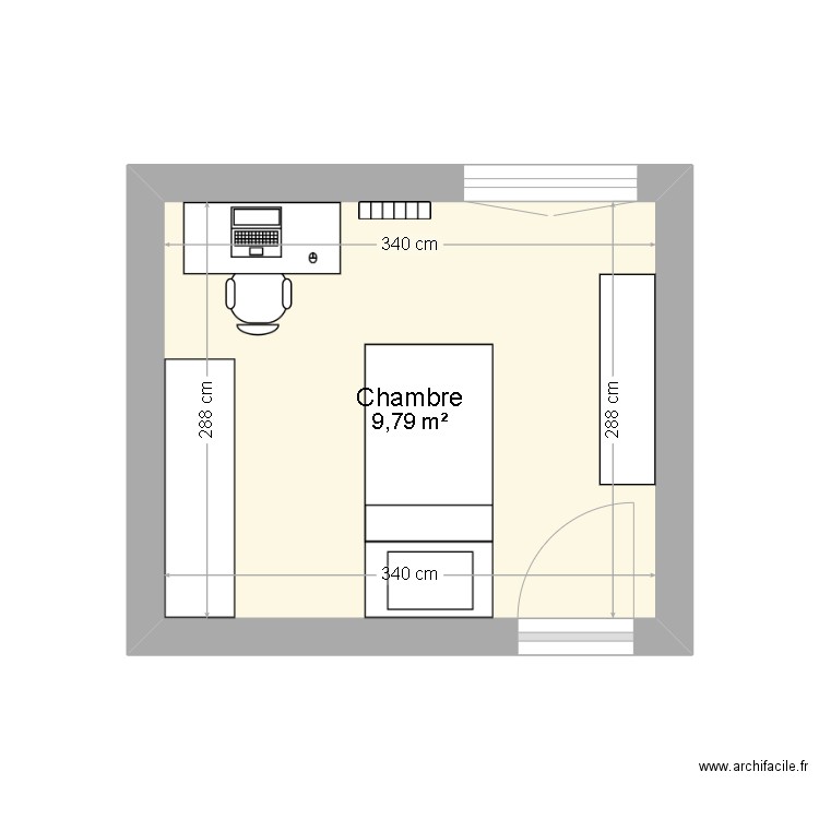 Chambre Léane. Plan de 1 pièce et 10 m2