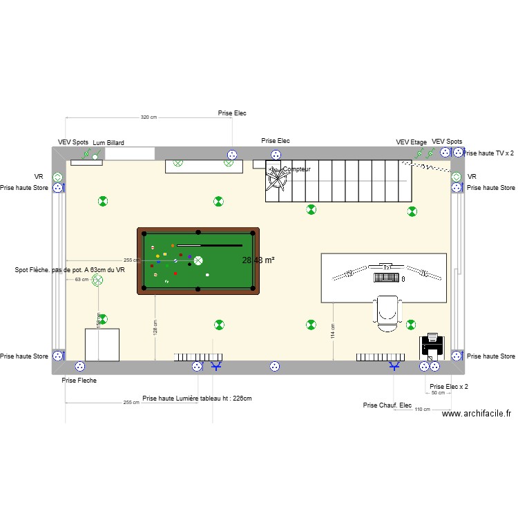 #Y88K-3. Plan de 1 pièce et 28 m2