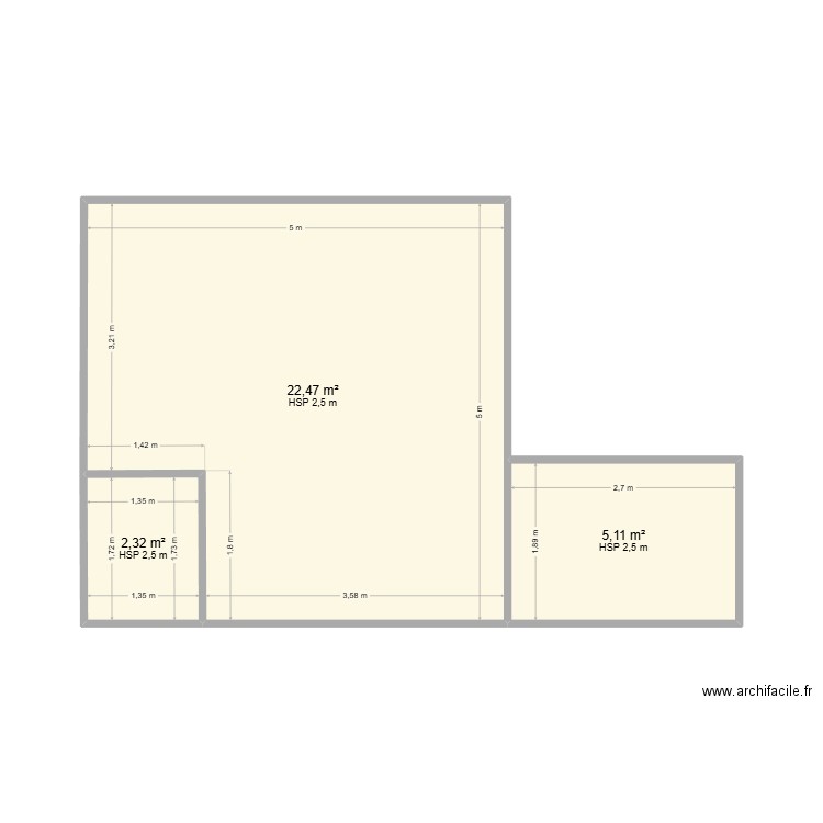 RAZAFIMANANTSOA 33. Plan de 3 pièces et 30 m2