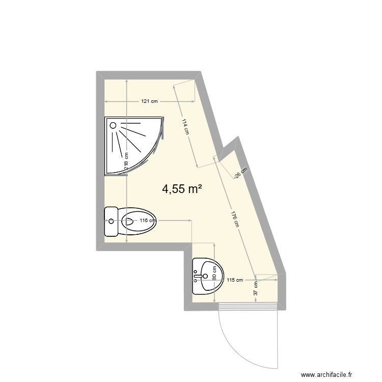 Cottarel. Plan de 1 pièce et 5 m2