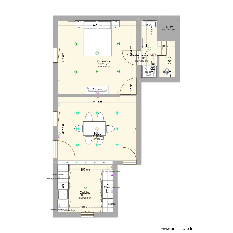 luc neant. Plan de 5 pièces et 48 m2