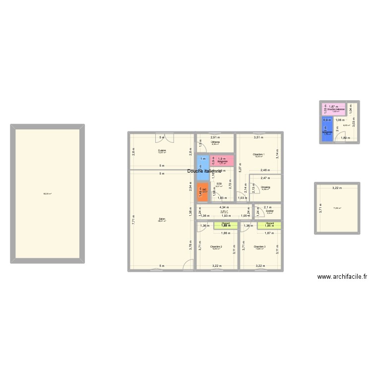 maison. Plan de 20 pièces et 188 m2