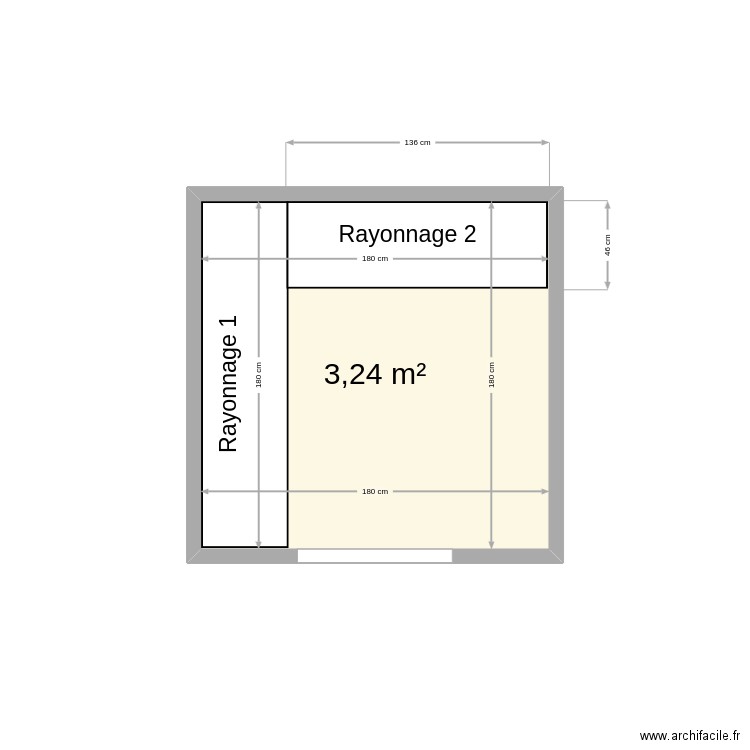 Chambre froide Lerins. Plan de 1 pièce et 3 m2