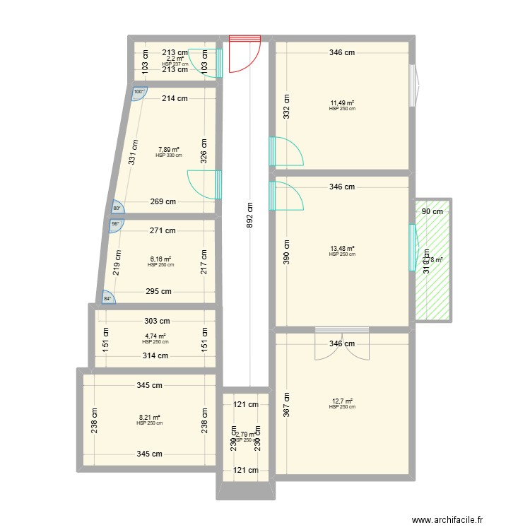 Monaco Sinouhe. Plan de 10 pièces et 72 m2