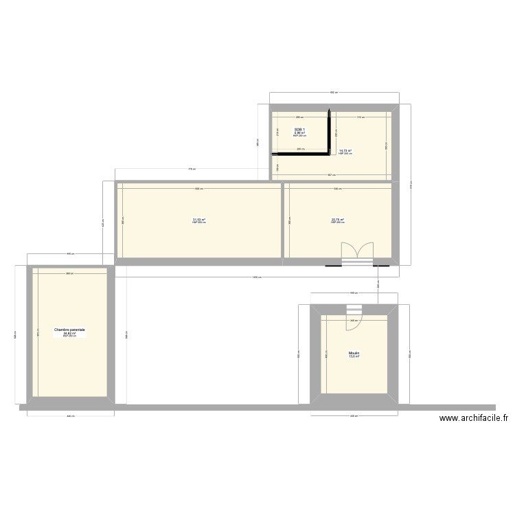 Hubert 1. Plan de 6 pièces et 111 m2