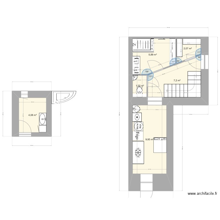 sdb 1. Plan de 6 pièces et 31 m2