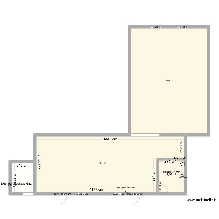 burger and grill plan avant travaux. Plan de 4 pièces et 162 m2