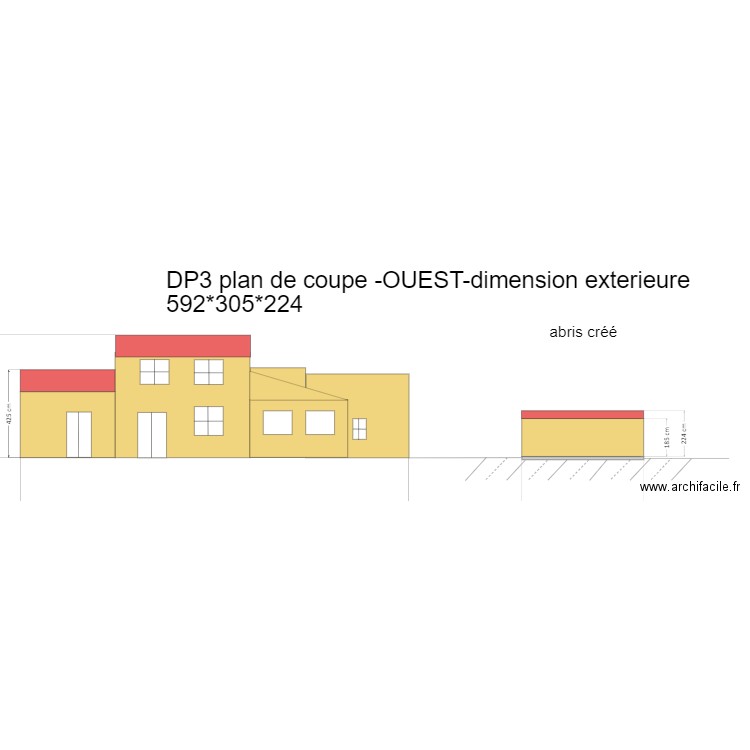 DP3- plan de coupe -OUEST-  Abris Aprés. Plan de 0 pièce et 0 m2