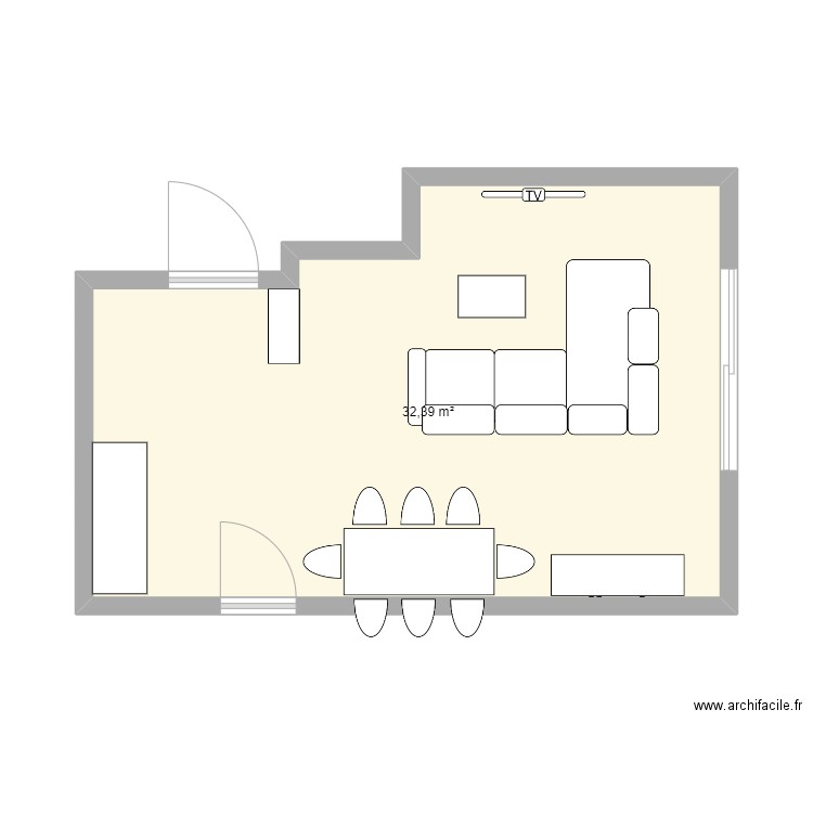 Michael Ghosch. Plan de 1 pièce et 32 m2